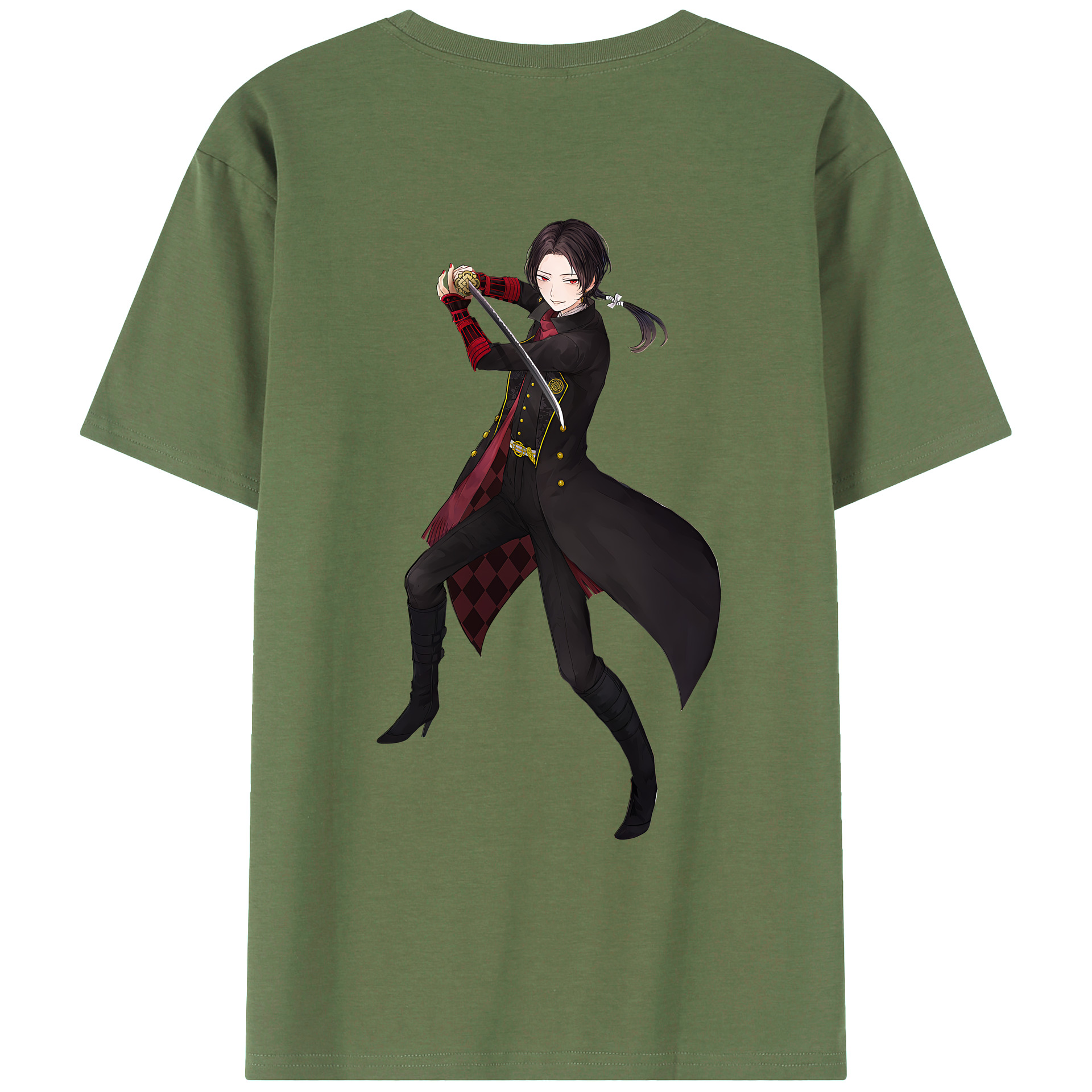 （画像用） 刀剣乱舞 Touken Ranbu 綿100％ メンズ半袖Tシャツ（バックプリント） 通気性